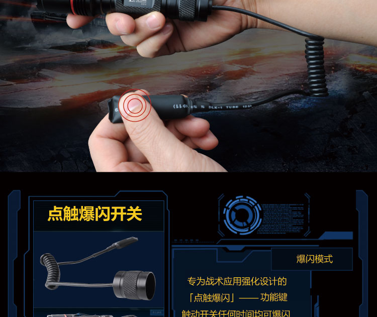EC12夜行者Ⅱ 战术强光手电 配4种不同色光源(图1)
