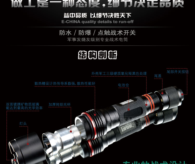 EC12夜行者Ⅱ 战术强光手电 配4种不同色光源(图7)