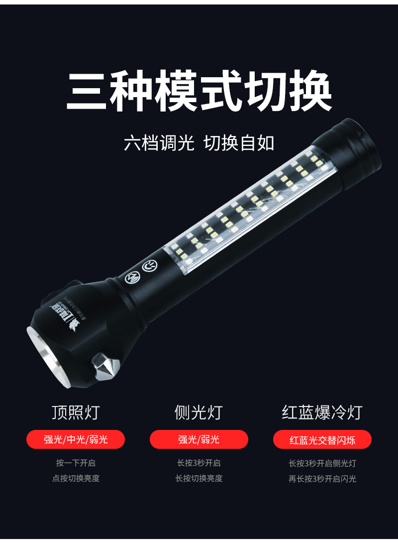 A21多功能强光手电车载安全锤(图3)